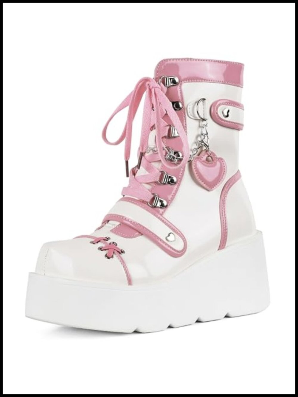 Platform Ankle Boots Goth Rave Kawaii High Heel Wedge Mid Calf Booties with